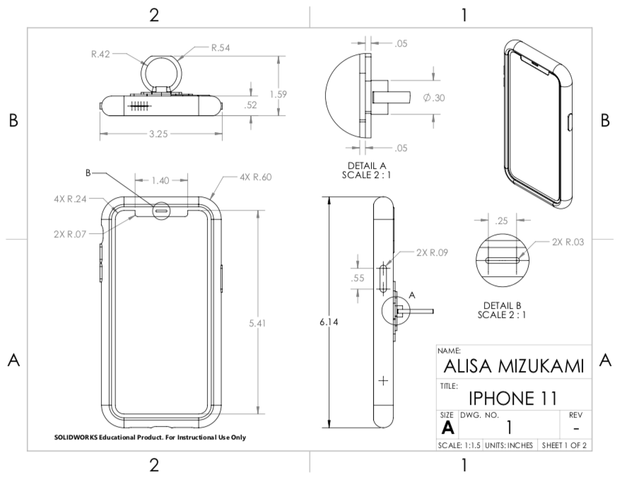 iPhone Engineering Drawing - 1