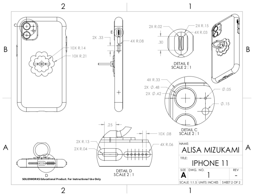 iPhone Engineering Drawing - 2